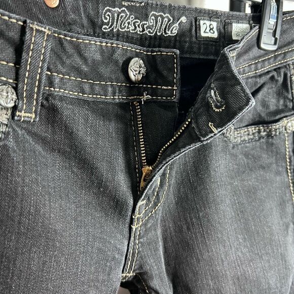 Miss Me Skinny Jeans Black Flap Pockets Size 28 - Picture 9 of 16